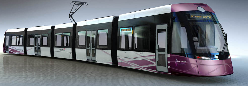 Flexity2 Bombardier Blackpool Noch computeranimiert: So werden die Straßenbahnzüge in Blackpool aussehen, die Bombardier Transportation ab 2011 ausliefert